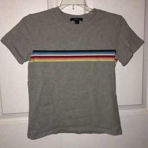 Gray rainbow stripe t shirt